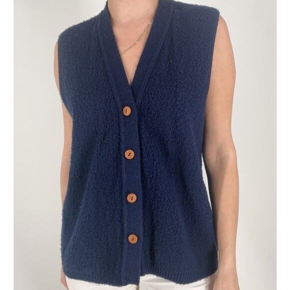 Vintage 60s Jane Hunter Navy Sleeveless Vest - Picture 1 of 3